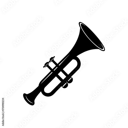 Trumpet isolated in black on transparent background silhouette