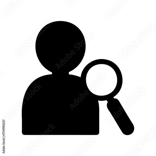 User search concept with person icon and magnifying glass symbol