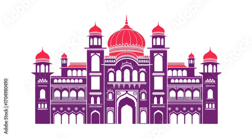 Grand Palace with Red Domes and Purple Walls.