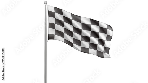 Victory with a checkered flag flapping, perfect for racing, competition, and achievement