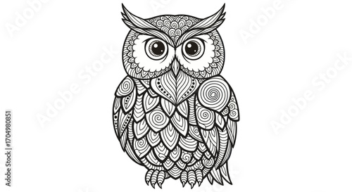Detailed Owl Illustration with Intricate Patterns.