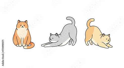 Cartoon Cats in Various Poses.