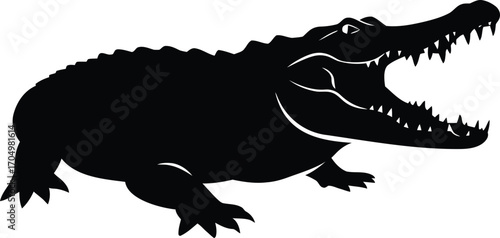 A Silhouetted Alligator With Its Mouth Open In A Roar	
