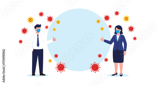 Social distancing in the workplace to prevent virus spread.
