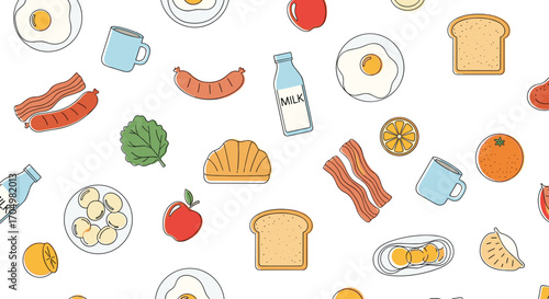 A delightful collection of breakfast food items and drinks.