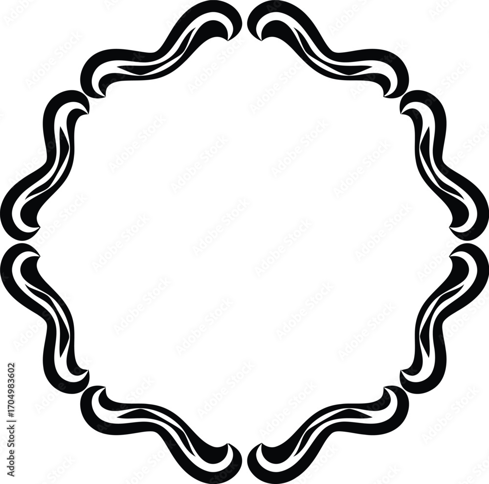 Abstract Decorative Wavy Floral Geometric Frame Design Element Abstract Decorative Wavy Floral Geometric Frame Design Element