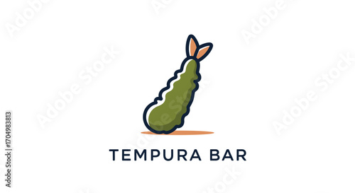 Logo for a tempura bar featuring a stylized shrimp tempura illustration.