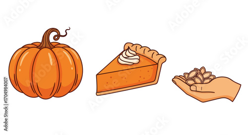 Autumnal Feast: Pumpkin Pie and Nuts a Thanksgiving Delight.