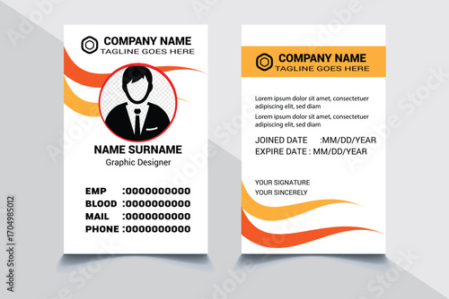 Modern Clean ID Card Template, Employee Id card, Identity Card Template Vector