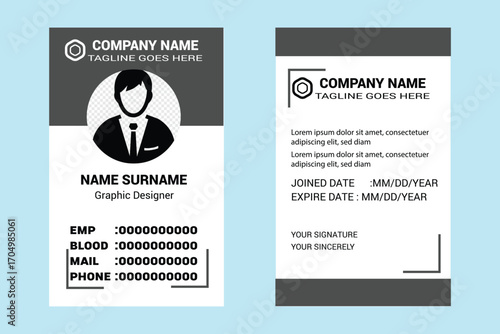 corporate Modern and simple business office id card design bundle. Corporate company employee identity card template with yellow and blue color.