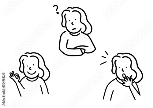 女性の表情アイコンセット