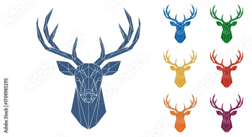 Geometric Deer Heads in Various Colors.