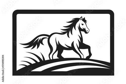 Horse Galloping Over Star With White Background Element