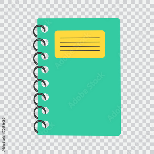 Notepad icon with spring isolated on transparent background. Single element for design decoration. School supplies. Vector.