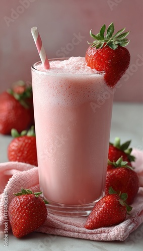 Wallpaper Mural Pink strawberry smoothie in glass Torontodigital.ca
