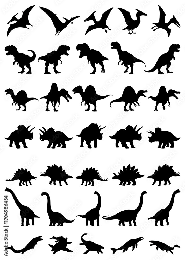 Naklejka premium black silhouette of a dinosaur or ancient animal