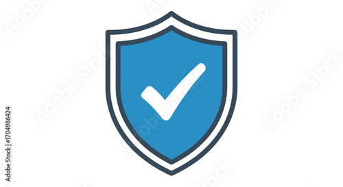 Blue Shield Icon with White Check Mark Symbolizing Security and Approval.