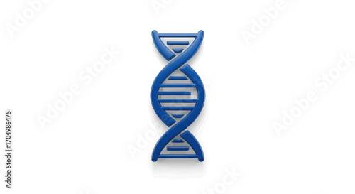 Blue three dimensional model of a DNA double helix structure.