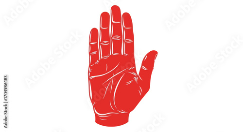 Striking Red Hand Illustration on White Background.