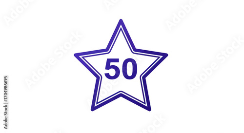 Blue Star with Number 50: Symbol of Achievement and Celebration.