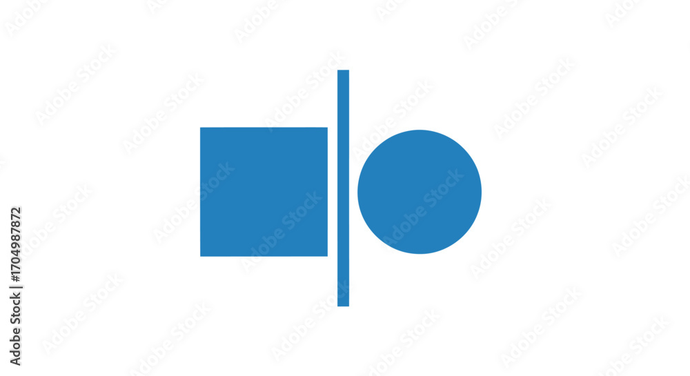 Fototapeta premium Blue Square and Circle Separated by a Line.