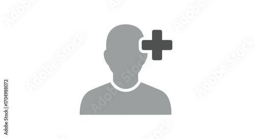 Add New User Icon: Grey Silhouette with Plus Sign.