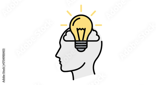 Creative thinking and innovative ideas represented by a lightbulb in a head.
