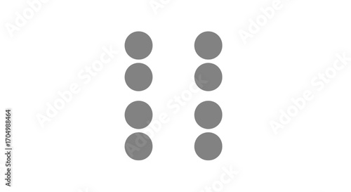Braille alphabet letter H symbol represented by eight grey dots.