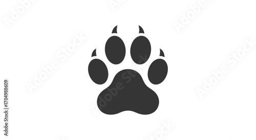 Graphic symbol of a single animal paw print with claws on a white background.