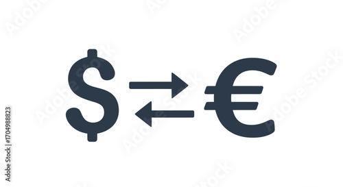 Dollar to Euro Currency Exchange Icon.