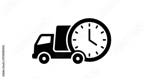 Delivery Truck and Clock Icon for Timely Shipping Service.