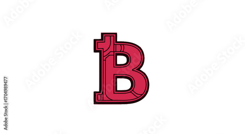 Red Bitcoin Symbol Graphic Design.