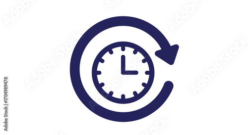 Clock with a circular arrow icon representing time.