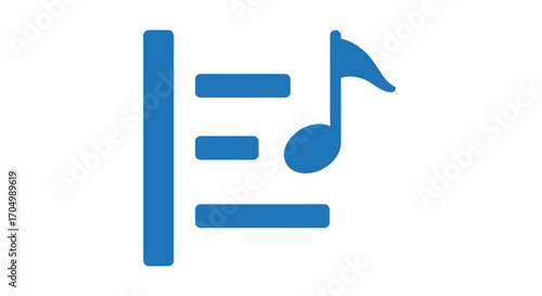 Simple blue music playlist icon with eighth note.
