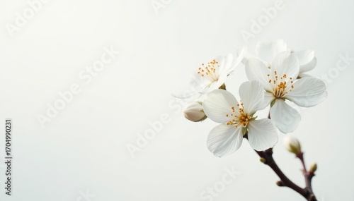 Delicate white blossoms against a pure white backdrop , plant, organic