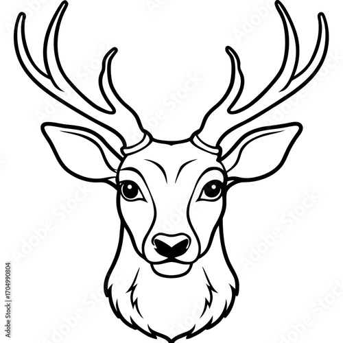 Elegant Deer Antlers Line Art Illustration Vector Design