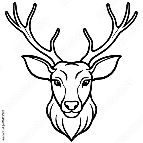 Elegant Deer Antlers Line Art Illustration Vector Design
