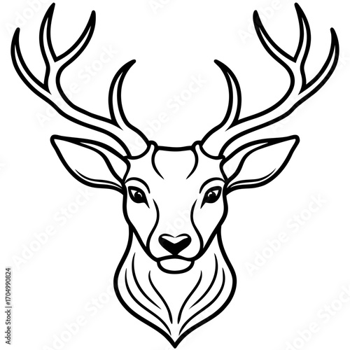 Elegant Deer Antlers Line Art Illustration Vector Design