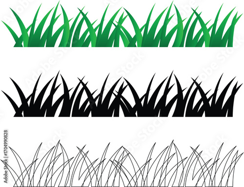 grass silhouette and icon