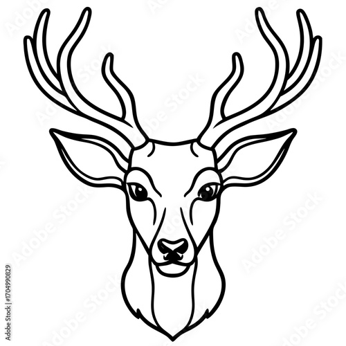 Elegant Deer Antlers Line Art Illustration Vector Design