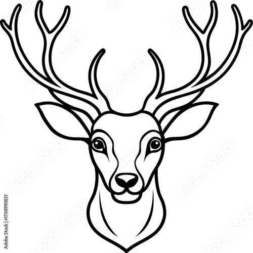 Elegant Deer Antlers Line Art Illustration Vector Design