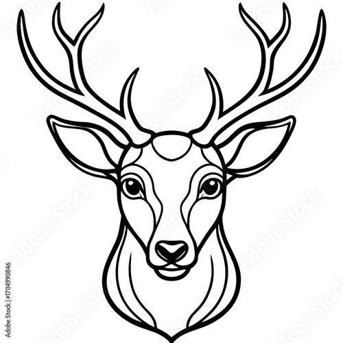 Elegant Deer Antlers Line Art Illustration Vector Design