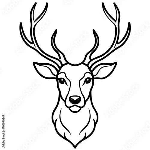 Elegant Deer Antlers Line Art Illustration Vector Design