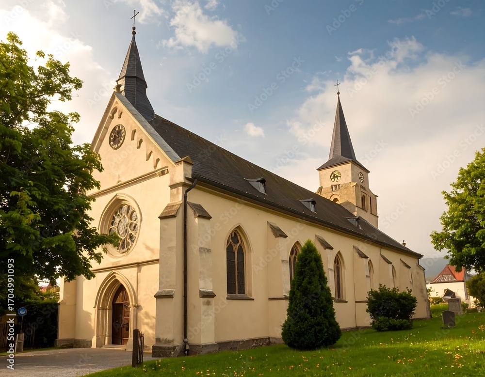 Fototapeta premium Exterior of a light beige church