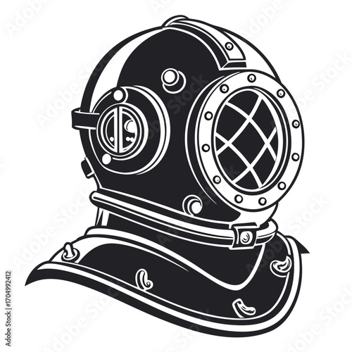 Vintage deep sea diving helmet illustration