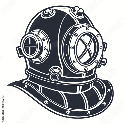 Vintage diving helmet illustration