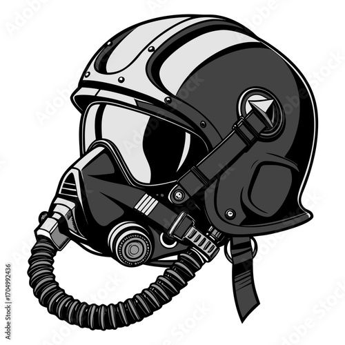 Stylized jet pilot helmet with oxygen mask and visor