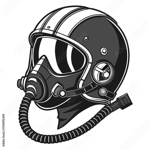 Retro pilot helmet with oxygen mask and goggles
