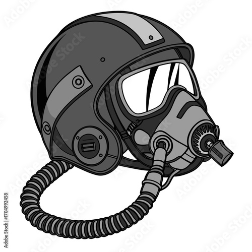 Stylized illustration of a pilot s helmet with oxygen mask
