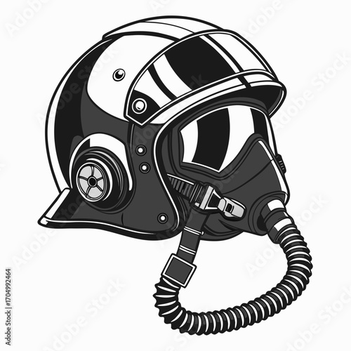 Retro aviator helmet with gas mask and goggles